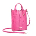 Bolso de mano vintage rosa para mujer con textura de cocodrilo y correa ajustable. - Rosa Rojo (PG-396)