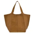 Bolso tote retro de piel suave encerada marrón con gran capacidad y detalles de costura - Bolso Tote(P6108) / Café Claro
