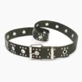 Army green punk style webbing belt featuring silver rivets and metal grommets for jeans - Army Green