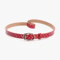 Ceinture fine rouge élégante pour femme avec pois blancs et boucle ovale argentée - Rouge