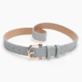 Stylish light blue woven texture belt for women with elegant golden horseshoe buckle - Light Blue
