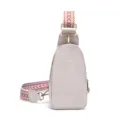 Bolso de pecho vintage beige para mujer con correa ancha tejida bohemia. - Gris
