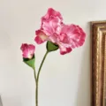 Elegant oil painting style 2-head artificial Iris flower in pink for home floral decor - 2-Head Iris / Rose Red