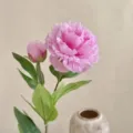Elegant pink artificial peony flower stem for a highly realistic home table decor - Purple