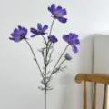 Lifelike purple cosmos artificial flower sprig for elegant home table decoration. - Deep purple