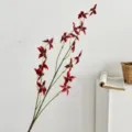 Elegant deep red artificial orchid branch for home interior decor and wedding floral displays - Red