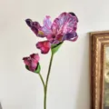 Artistic oil-painting style 2-head purple iris artificial flower for home decor - 2-Head Iris / Fuschia