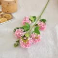 Ramo di ortensia rosa artificiale a 5 teste per eleganti decorazioni di casa e matrimoni - Rosa