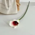 Elegante flor de cala artificial de PU blanca de tallo largo con centro rojo para hogar - Blanco Corazón Púrpura