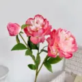 Künstlicher Pfingstrosenstrauß mit 3 Köpfen in Rosa für stilvolle Heimdekoration und Fotos - Korallenrosa
