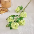 Realistic 5-head green artificial snowball hydrangea branch for home interior decor - Light Green