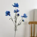 Vibrant blue artificial cosmos silk flowers for home table decor and photo props - Ice Blue