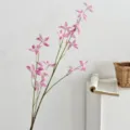 Elegant pink artificial Oncidium orchid branch for home decor and floral arrangements. - Deep Pink