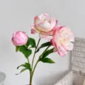 Künstliche Pfingstrose mit 3 Köpfen in Rosa für elegante nordische Innendekorationen - Verlauf Rosa