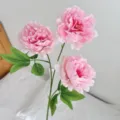 Elegant high-quality artificial pink peony with 3 large heads for home decoration - Pink