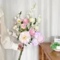 Elegant artificial flower bouquet with pink peonies and white ranunculus for decor - Style C (2026 Combination Bouquet C)