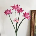 Ramo di fiori di cactus artificiale rosa con steli verdi realistici per decorazioni domestiche - Rosso rosa