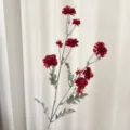 Elegant artificial flocked red camellia flower stem for living room table decoration - Red
