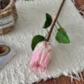 Pink artificial King Protea flower bud stem for elegant home and wedding table decor - Pink King Protea