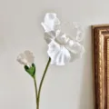 Elegant white 2-head artificial iris flower with lifelike petals for home decor - 2-Head Iris / White