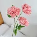 Elegant pink 3-head artificial peony silk flower for home table decor and weddings - Dusty Pink