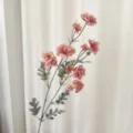 Realistic pink multi-head flocked camellia artificial flower branch for home decoration - Pink