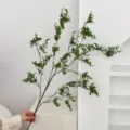 Rama de hierba de amante artificial realista con hojas verdes para decoración del hogar - Verde