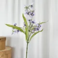 Elegant simulation purple emerald orchid branch with lavender flowers for home and wedding decor. - White Purple