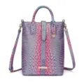 Bolso de mano vintage en degradado púrpura y rosa con diseño de cocodrilo y correa - Morado Macarrón (PG-396)