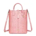 Elegante bolso de mano rosa con relieve de cocodrilo y correa ajustable extraíble - Rosa (PG-396)