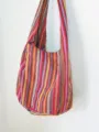 Bolso de hombro hobo vintage a rayas aztecas de algodón y lino para mujer, de color - Rojo (Lino de Algodón)