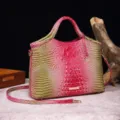 Elegante bolso de mano con grabado de cocodrilo y degradado rosa y verde vibrante - Colorido Rosa Y Verde