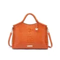 Bolso de mano vintage marrón con relieve de cocodrilo y correa ajustable - Amarillo Tierra