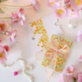 Elegant floral greeting card set with a soft orange organza ribbon decoration - Warm Orange Watercolor Floral Style