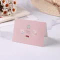 Adorable pink folding greeting card with cute cartoon animals and my best friend text - 1 Minimalist Animal (Rabbit & Bear Style)