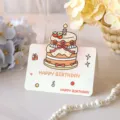 Cute 3D pop-up birthday greeting card featuring a cartoon cake and HAPPY BIRTHDAY text - Style 1 (2026022601)