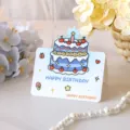 Cute 3D pop-up birthday cake greeting card featuring blue happy birthday message - Style 2 (2026022601)