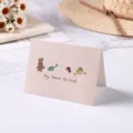 Cartoon greeting card with 'my best friend' text and cute animal illustrations - 3 Minimalist Animal (Rabbit & Girl Style)