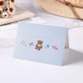 Cute light blue cartoon bear greeting card with butterfly and candy illustrations for gift - 4 Minimalist Animal (Blue Bear Style)