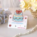 Carte d'anniversaire mignonne 3D avec un design de gâteau coloré et texte de vœux - Style 5 (2026022601)