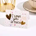 Pequeña tarjeta de felicitación plegable con texto dorado I Love You So Much para regalo - I Love You So Much