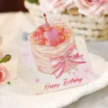 Prachtige aquarel pop-up verjaardagskaart met 3D-taartontwerp en Happy Birthday-tekst - Stijl 6 (00072)