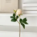 Elegant 2-head cream white artificial peony flower stem for home or wedding decor - Champagne