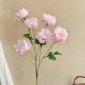 Elegant light pink 6-head artificial peony silk flowers for home and wedding decor - Pink