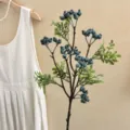 Lifelike artificial blueberry berry branch for home decor and photography styling props - Blue