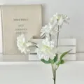 Elegant cream white 4-head artificial dahlia silk flowers for home wedding decor - 4-Head Dahlia / White