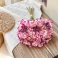 Oil painting style artificial dahlia flower bouquet in purple and pink gradient tones - 7 Stems Pack / Purple