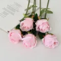 Realistic light pink artificial Bulgarian roses for elegant home and wedding table decor - 5 Pcs Set / Light Pink