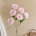 Realistic artificial 6-head pink peony bouquet for home and wedding table decoration - Light Pink
