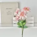 Elegant pink and white 4-head artificial dahlia bouquet for home and wedding decor - 4-Head Dahlia / Light Pink